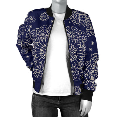 Mandala Pattern Print Design 02 Women's Bomber Jacket