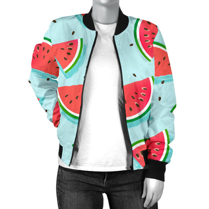 Watermelon Pattern Print Design WM03 Women Bomber Jacket