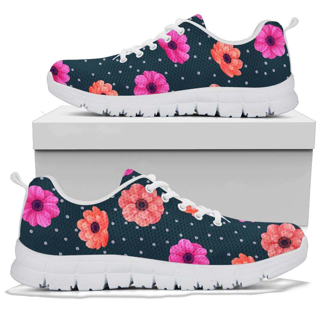 Anemone Pattern Print Design AM08 Sneakers White Bottom Shoes