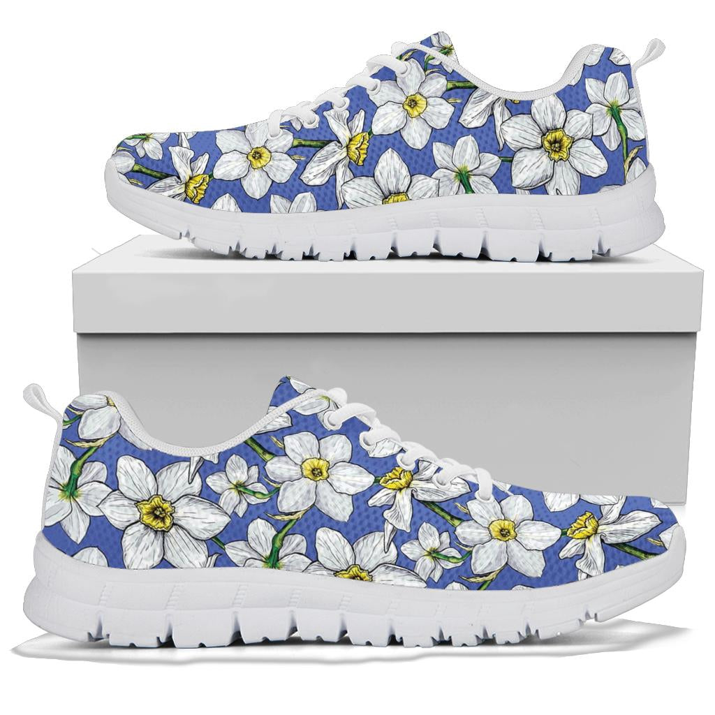 Daffodils Pattern Print Design DF08 Sneakers White Bottom Shoes