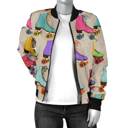 Roller skate Pattern Print Design A01 Women's Bomber Jacket