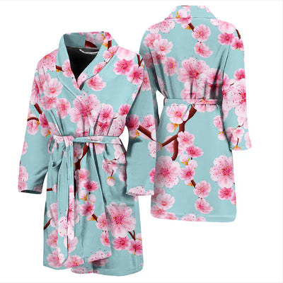 Cherry Blossom Pattern Print Design CB04 Men Bathrobe