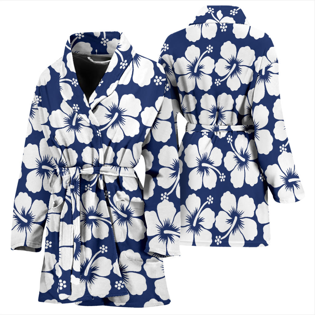 Hibiscus Pattern Print Design HB013 Women Bathrobe