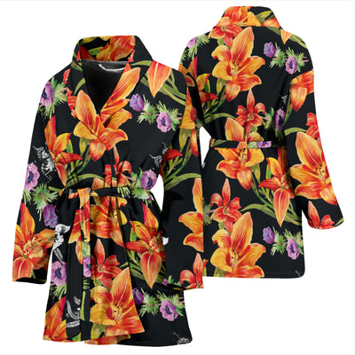 Tropical Flower Pattern Print Design TF02 Women Bathrobe