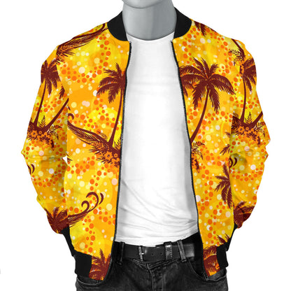 Palm Tree Pattern Print Design PT012 Men Bomber Jacket