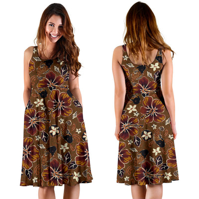 Hawaiian Themed Pattern Print Design H01 Midi Dress