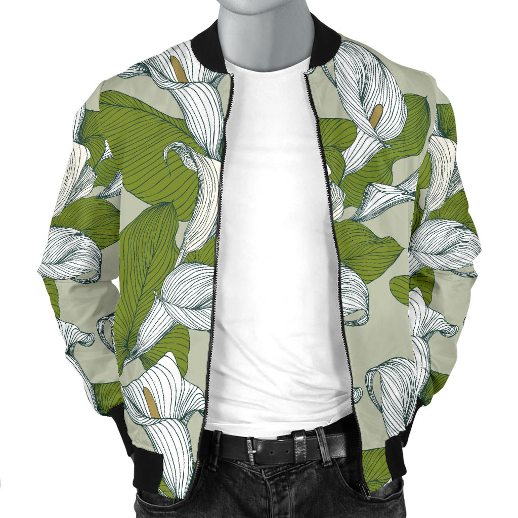 Lily Pattern Print Design LY08 Men Bomber Jacket