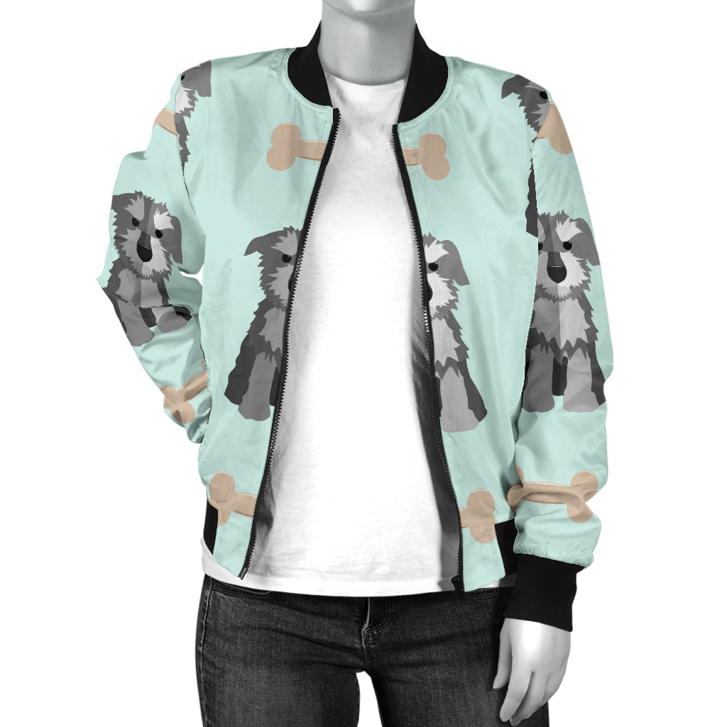 Schnauzers Pattern Print Design A03 Women's Bomber Jacket
