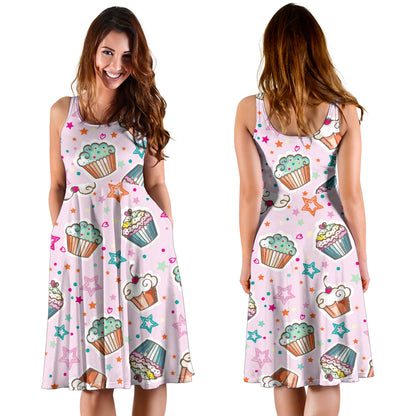 Cupcake Pattern Print Design CP03 Midi Dress