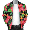 Red Hibiscus Pattern Print Design HB07 Men Bomber Jacket