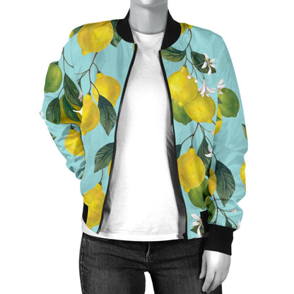 Lemon Pattern Print Design LM05 Women Bomber Jacket