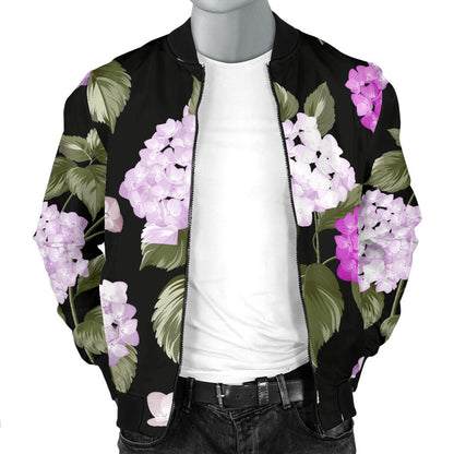 Hydrangea Pattern Print Design HD011 Men Bomber Jacket