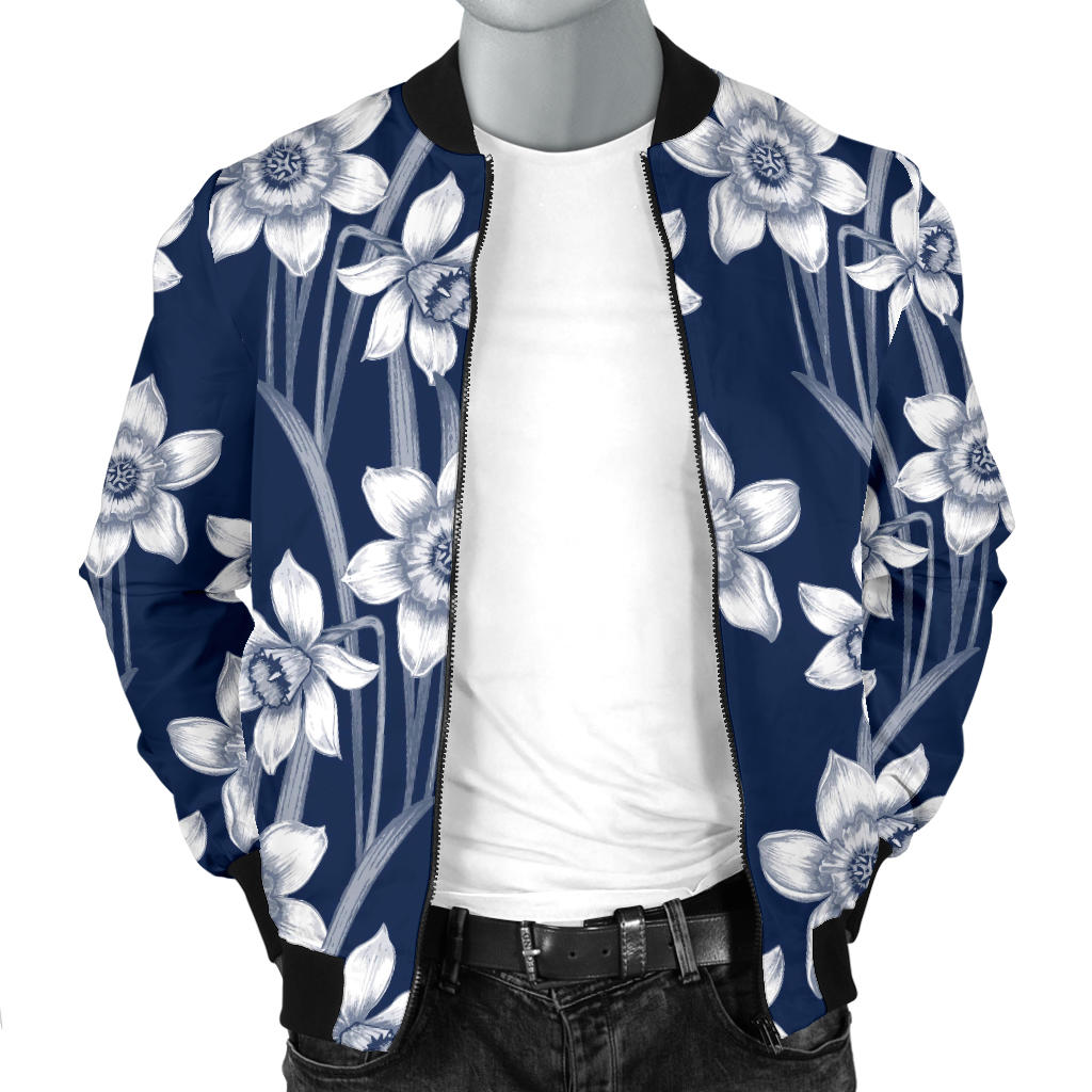 Daffodils Pattern Print Design DF09 Men Bomber Jacket