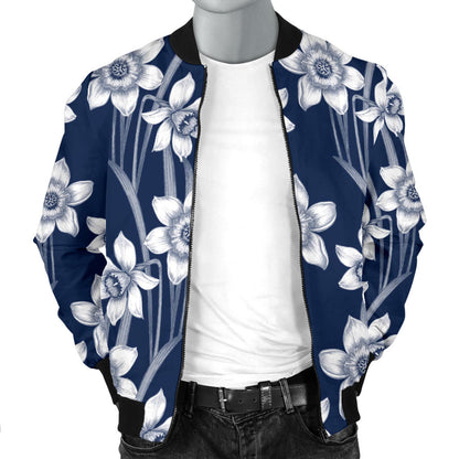 Daffodils Pattern Print Design DF09 Men Bomber Jacket