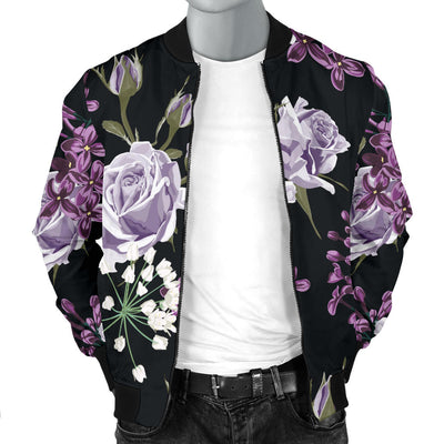 Lilac Pattern Print Design LI04 Men Bomber Jacket