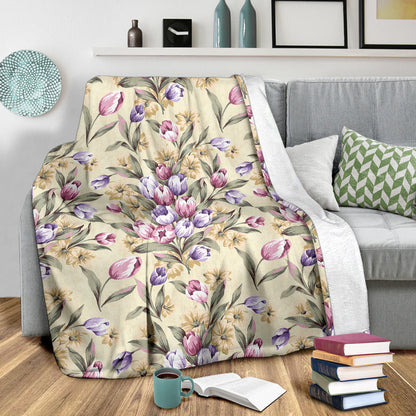 Tulip Pattern Print Design TP04 Fleece Blanket
