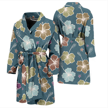 Hibiscus Pattern Print Design HB033 Men Bathrobe