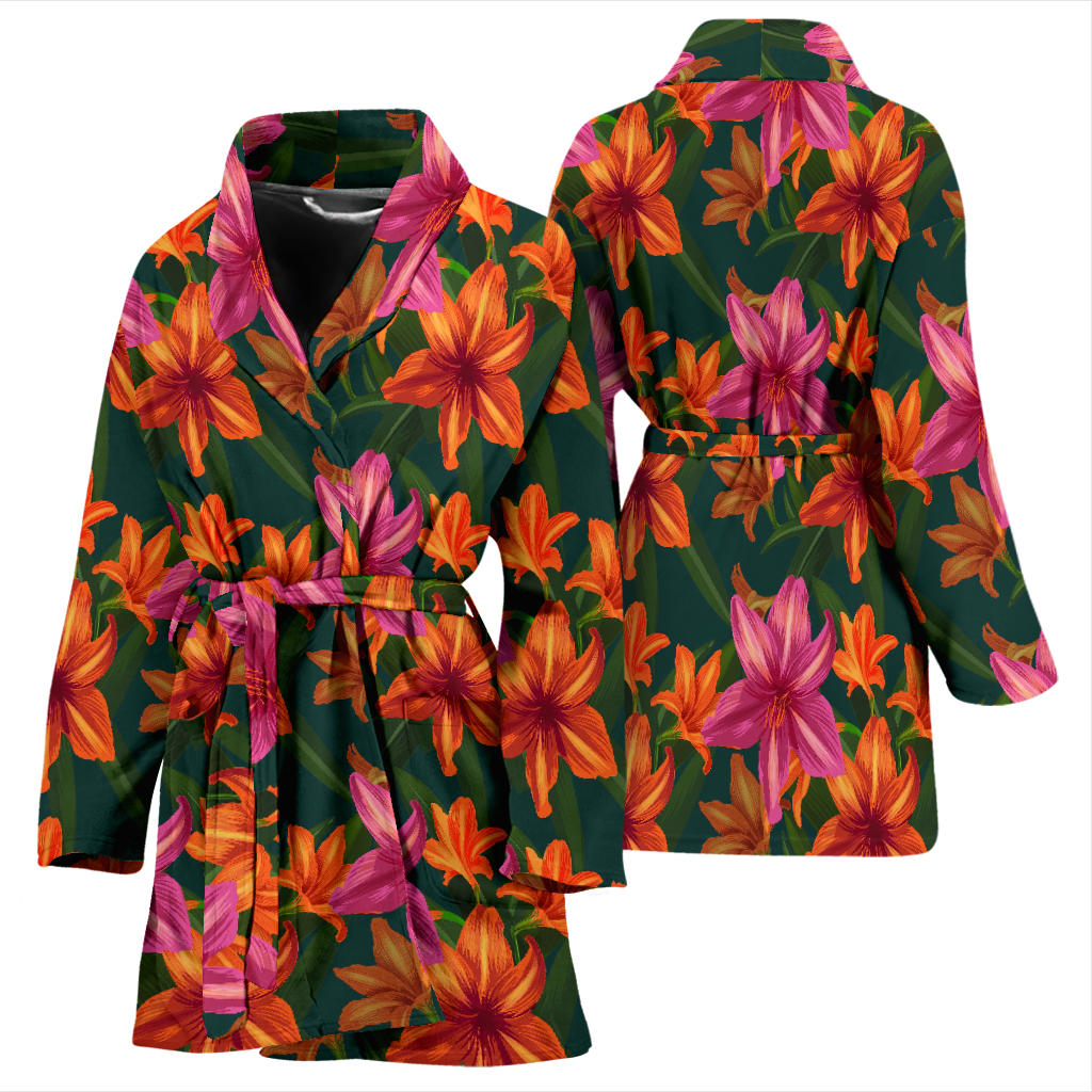 Amaryllis Pattern Print Design AL01 Women Bathrobe