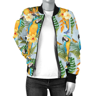 Parrot Pattern Print Design A04 Women's Bomber Jacket