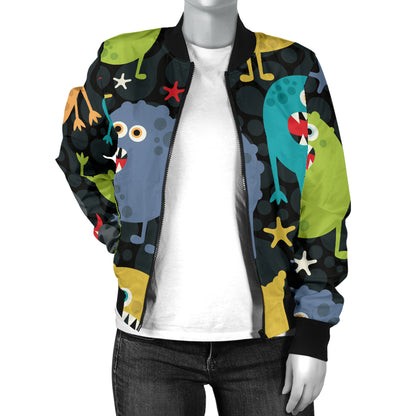 Monster Pattern Print Design 01 Women's Bomber Jacket