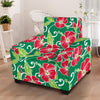 Red Hibiscus Pattern Print Design HB019 Armchair Slipcover