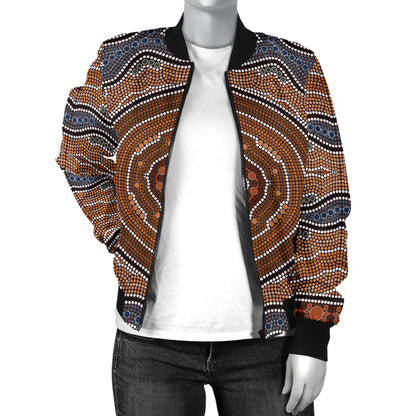 Aboriginal Pattern Print Design 01 Women's Bomber Jacket