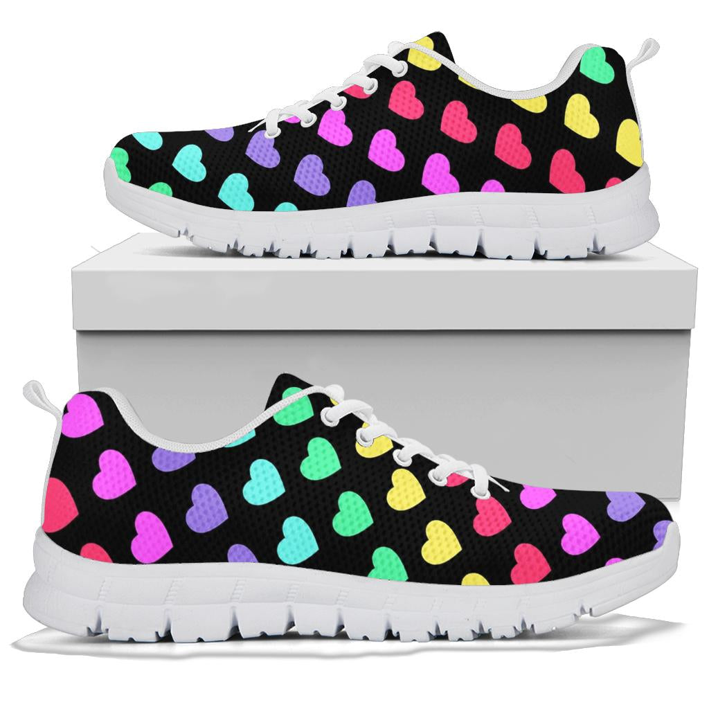 Heart Rainbow Pattern Print Design HE02 Sneakers White Bottom Shoes