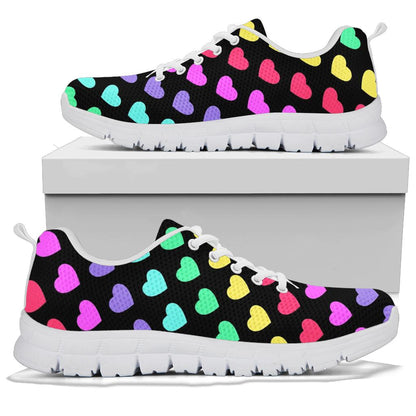 Heart Rainbow Pattern Print Design HE02 Sneakers White Bottom Shoes