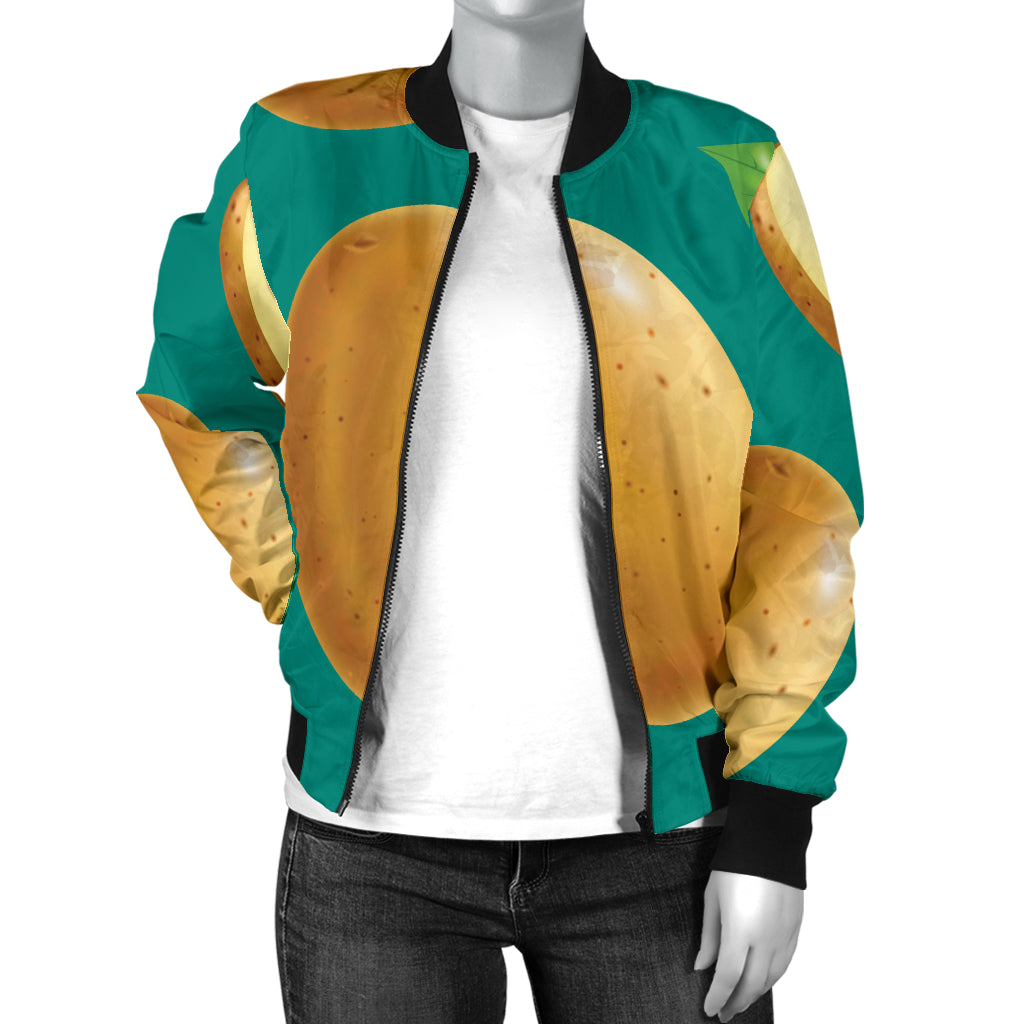 Potato Pattern Print Design A04 Women's Bomber Jacket