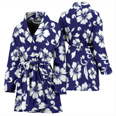 Hibiscus Pattern Print Design HB010 Women Bathrobe