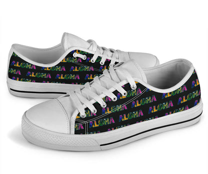 Aloha Hawaii Neon White Bottom Low Top Shoes