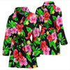 Pink Red Hibiscus Pattern Print Design HB023 Women Bathrobe