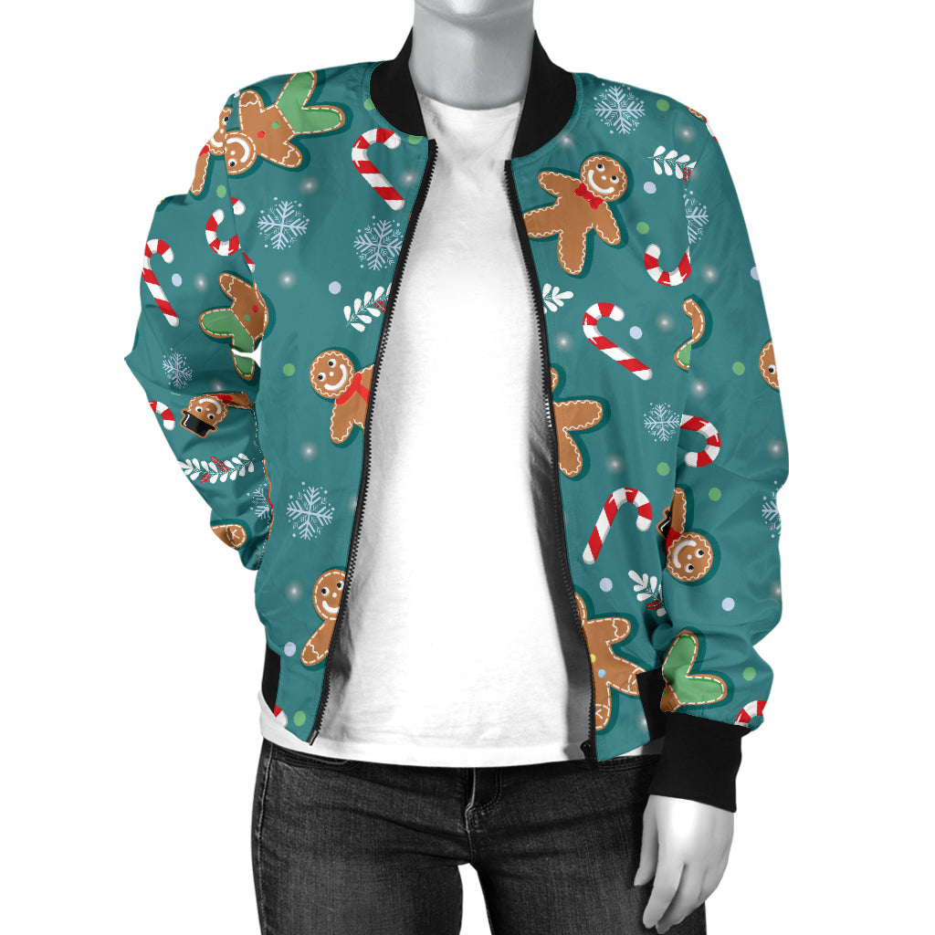 Gingerbread Pattern Print Design 05 Women's Bomber Jacket