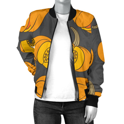 Pumpkin Pattern Print Design A03 Women's Bomber Jacket