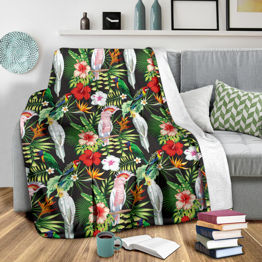 Tropical Flower Pattern Print Design TF03 Fleece Blanket
