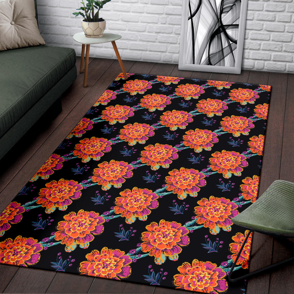 Marigold Pattern Print Design MR04 Area Rugs