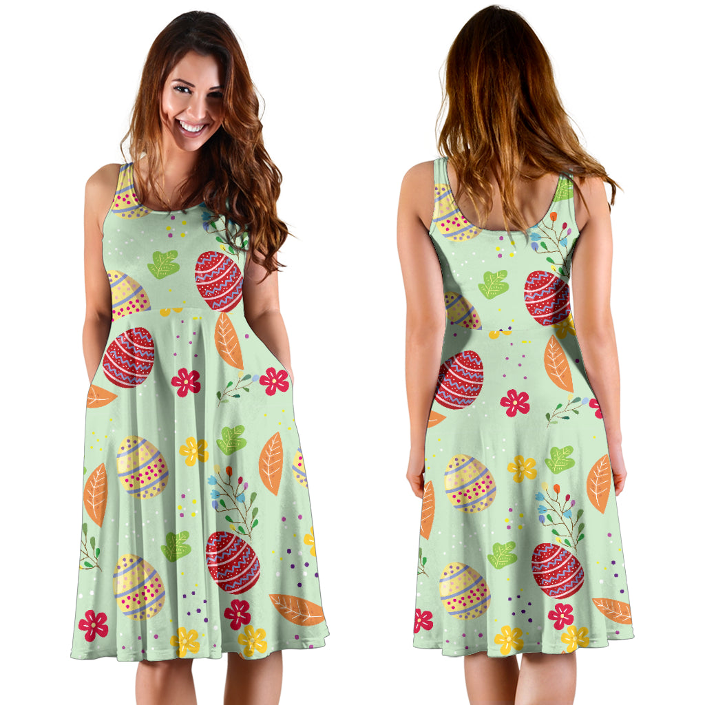 Easter Eggs Pattern Print Design RB07 Midi Dress