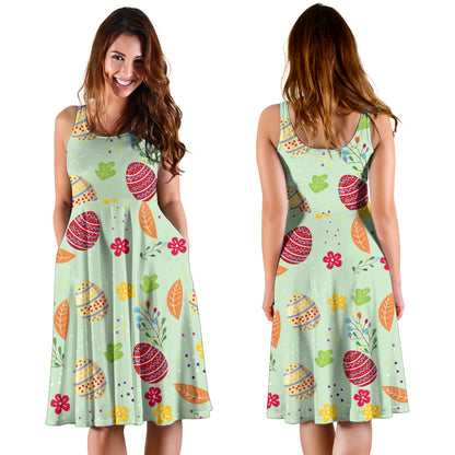 Easter Eggs Pattern Print Design RB07 Midi Dress