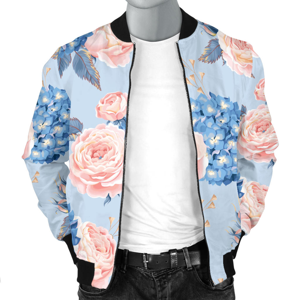Hydrangea Pattern Print Design HD06 Men Bomber Jacket
