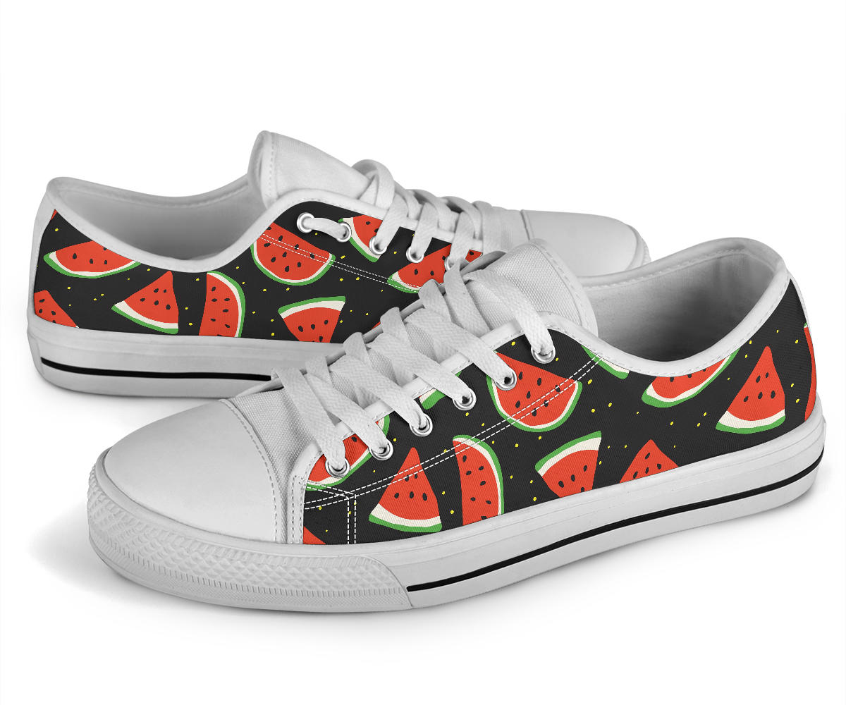 Watermelon Pattern Print Design WM09 White Bottom Low Top Shoes