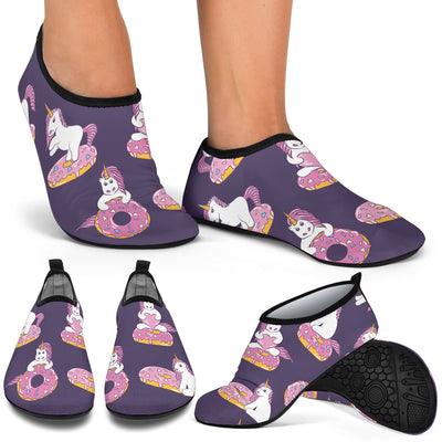 Donut Unicorn Pattern Print Design DN011 Aqua Water Shoes