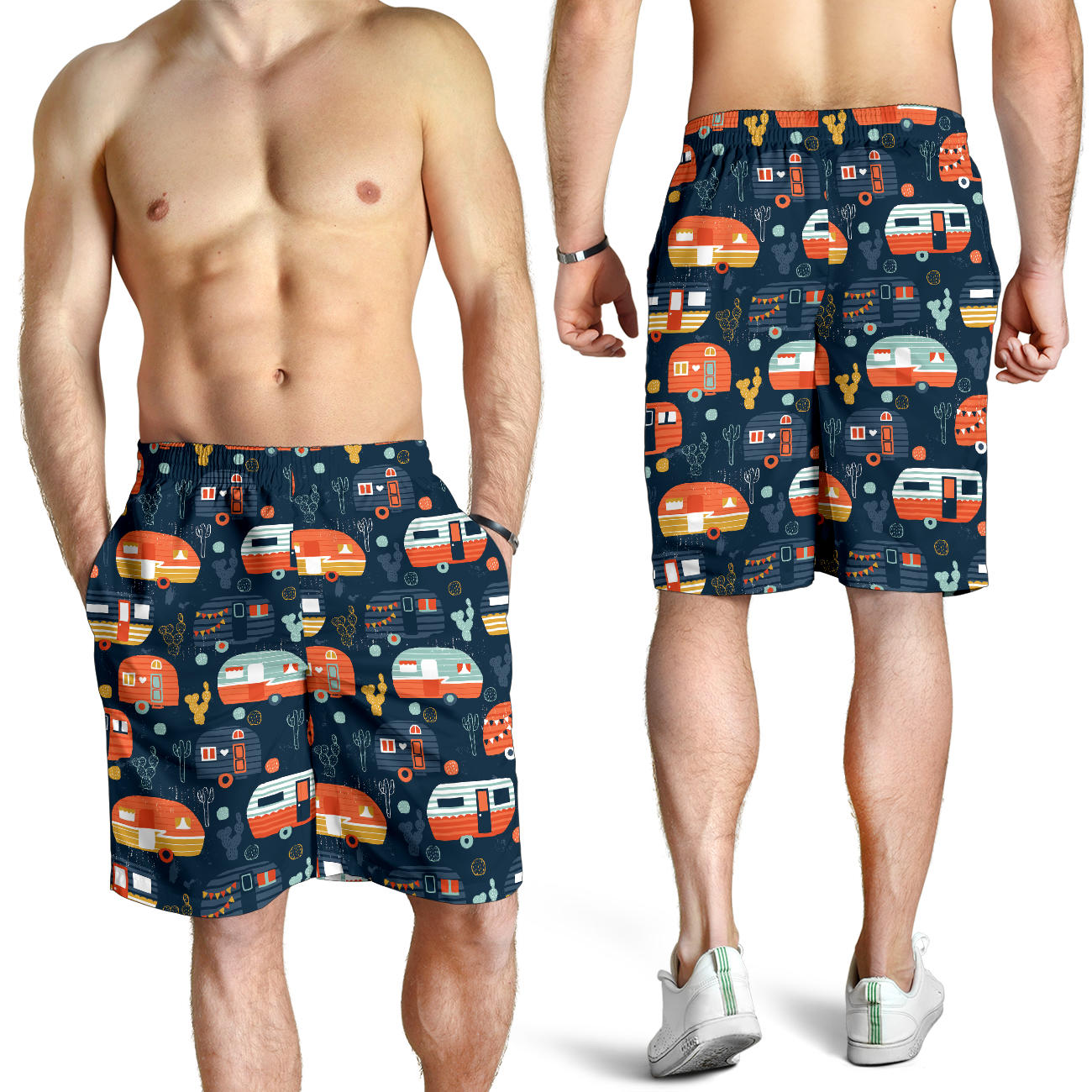 Camper Caravan Print Pattern Mens Shorts
