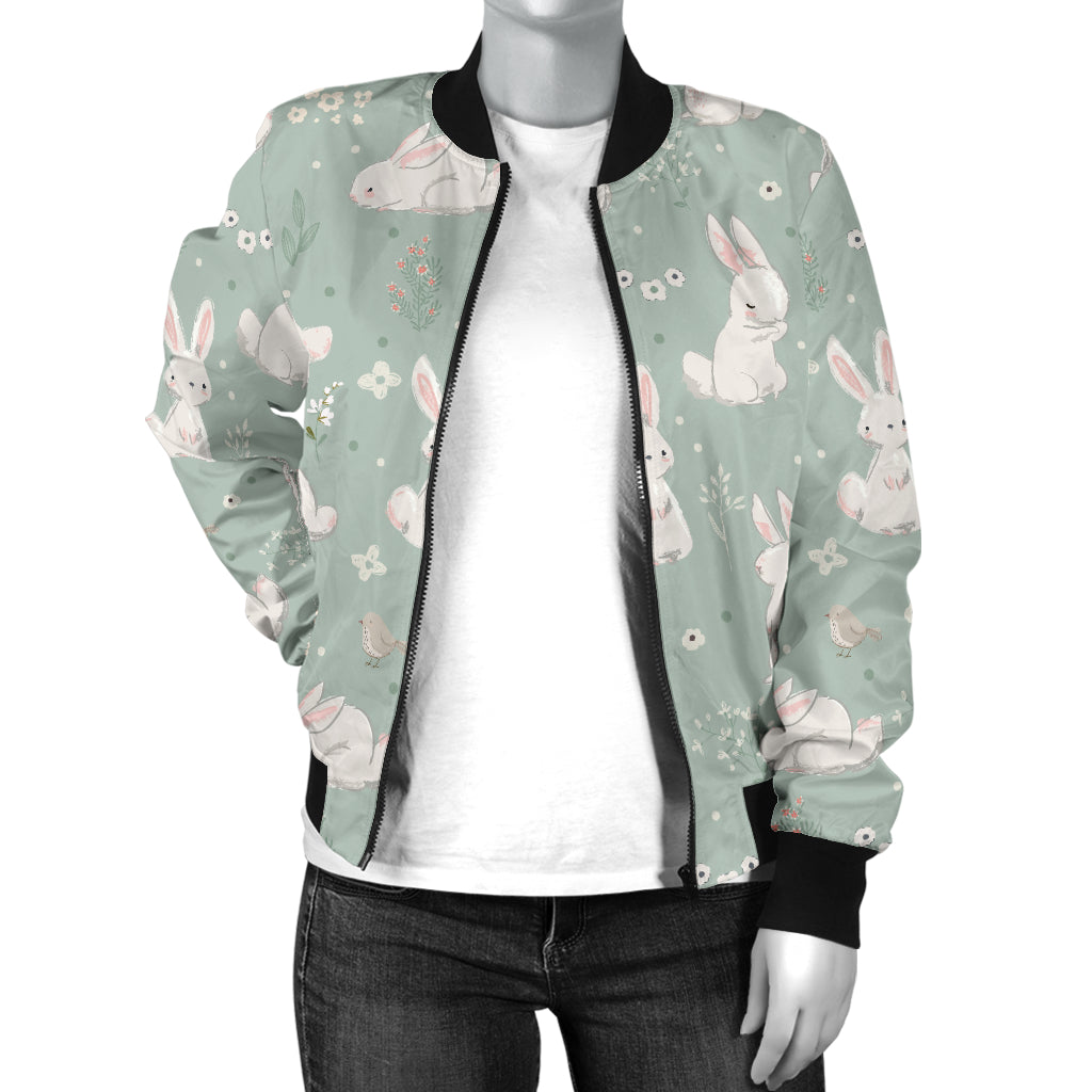 Bunny Pattern Print Design 03 Women's Bomber Jacket