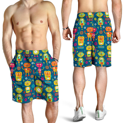 Robot Pattern Print Design A04 Mens Shorts