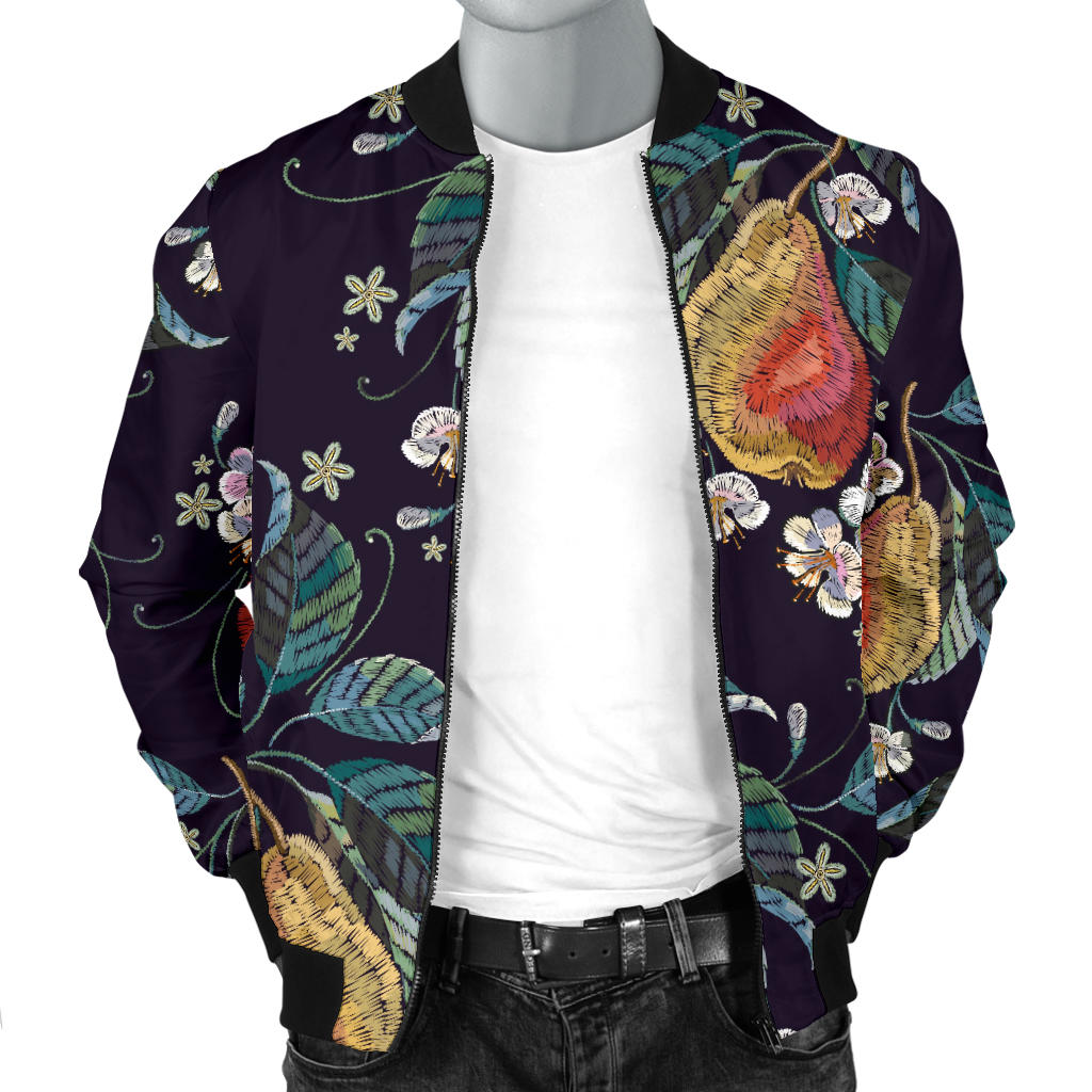 Pear Pattern Print Design PE02 Men Bomber Jacket