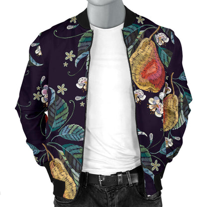 Pear Pattern Print Design PE02 Men Bomber Jacket