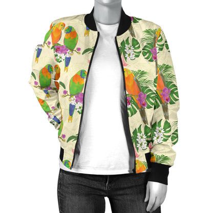 Conures Pattern Print Design 02 Women's Bomber Jacket