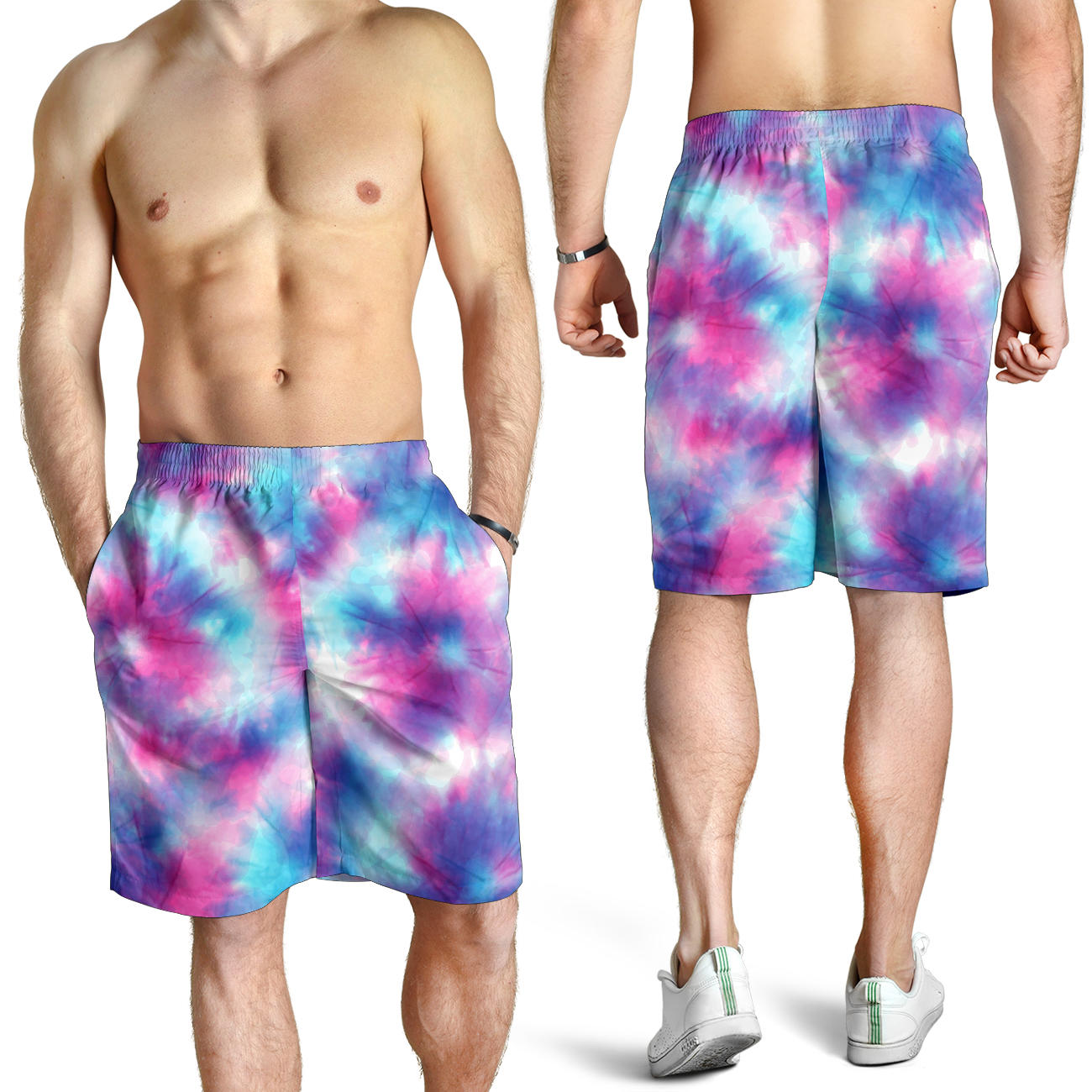 Tie Dye Blue Pink Mens Shorts