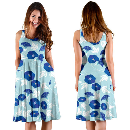 Morning Glory Pattern Print Design MG07 Midi Dress