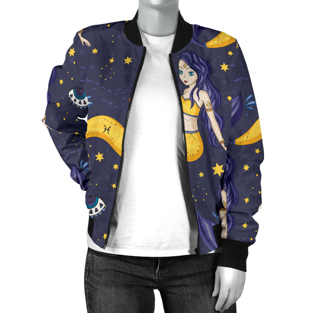 Pisces Pattern Print Design A04 Women's Bomber Jacket